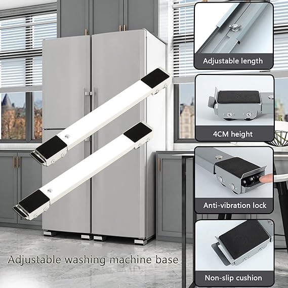 Washing Machine Base,Heavy Duty Expandable Appliance Roller,Adjustable Refrigerator Moving Cart,for Washer Dryer Pedestal,with 24 Wheels,with Brake,2 Pcs