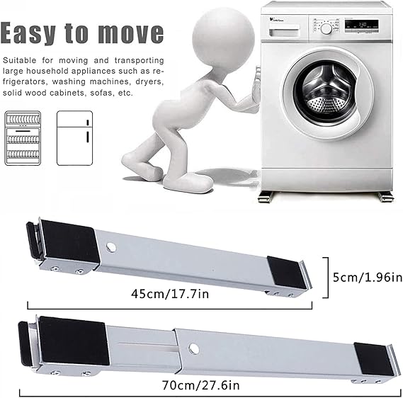 Washing Machine Base,Heavy Duty Expandable Appliance Roller,Adjustable Refrigerator Moving Cart,for Washer Dryer Pedestal,with 24 Wheels,with Brake,2 Pcs