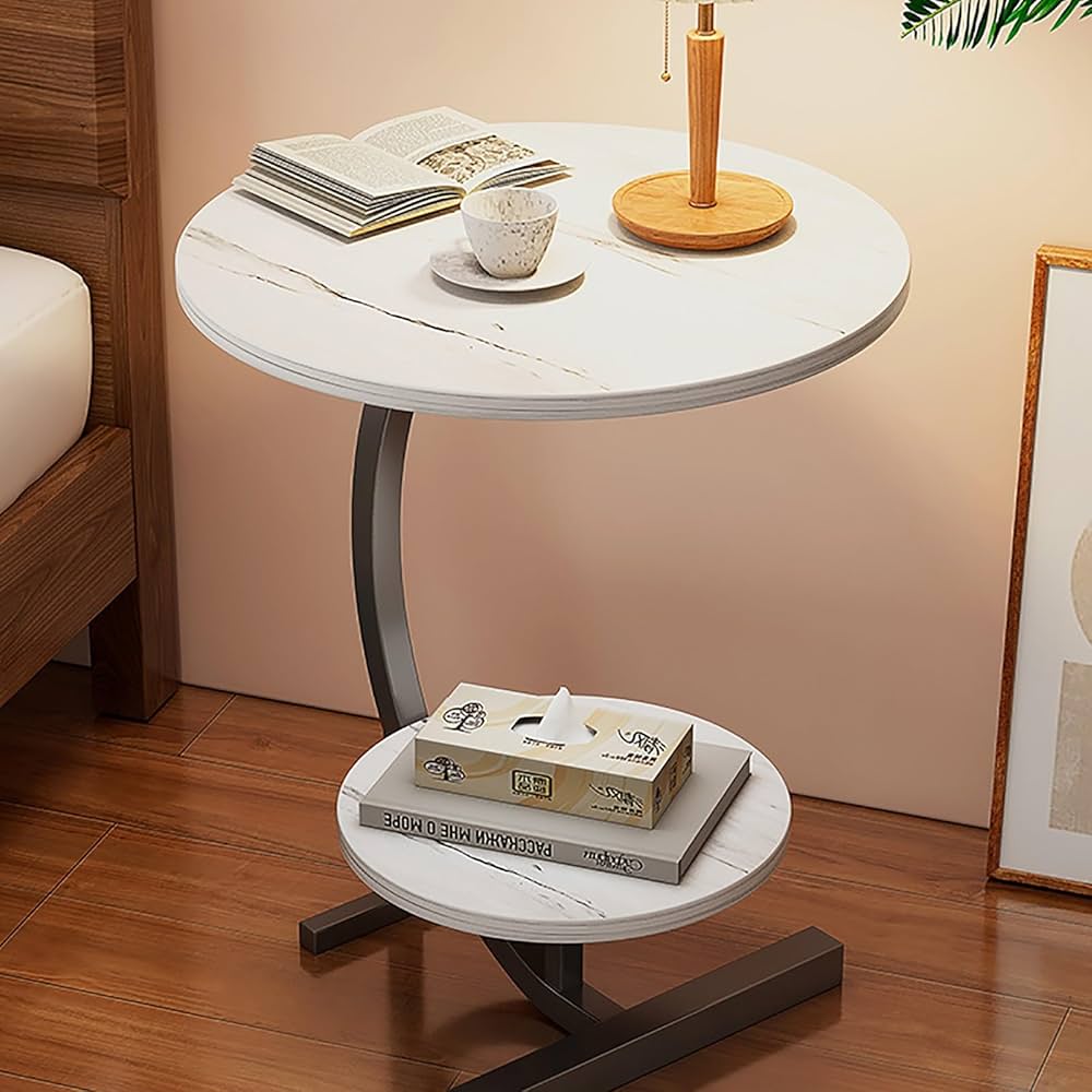Coffee Table Double Side Table Marble Tea Side Table Sofa Bedside Magazine Rack