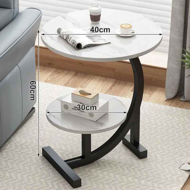 Coffee Table Double Side Table Marble Tea Side Table Sofa Bedside Magazine Rack