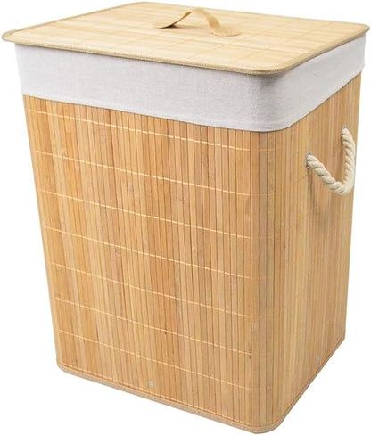 Hamper Bamboo, Large Clothes Storage Basket with Lid